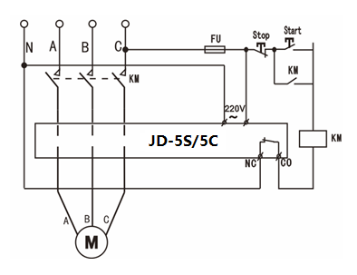 JD-5S/JD-5C智能電動(dòng)機(jī)過載缺相保護(hù)器接線圖